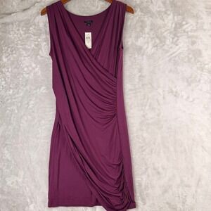 NWT Ann Taylor Plum Purple Draped Ruched Sheath Dress Womens Size Medium